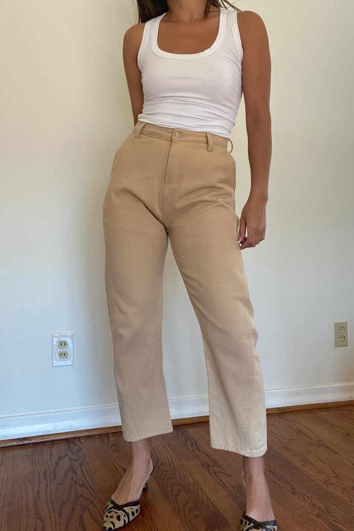 High-Waisted Cropped Denim Pants