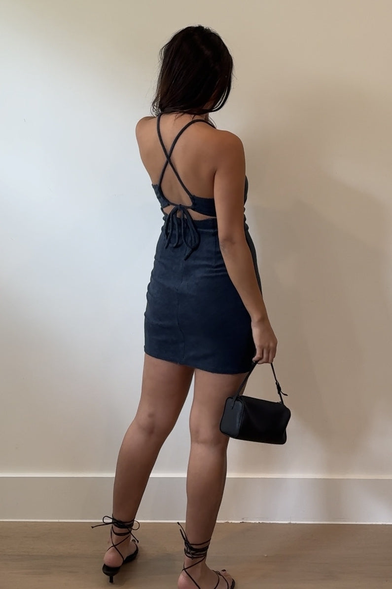 Soft Towel Knit Cross Back Mini Dress