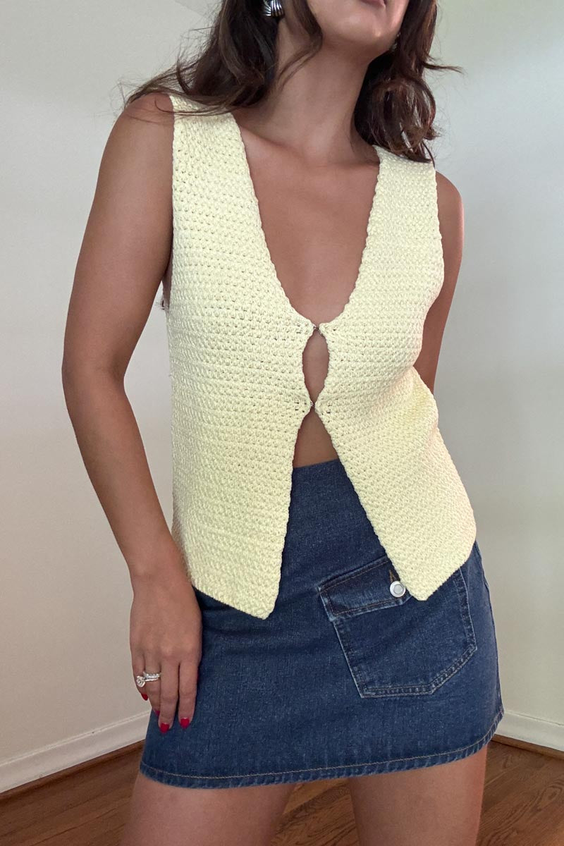 knitted front closure vest style top