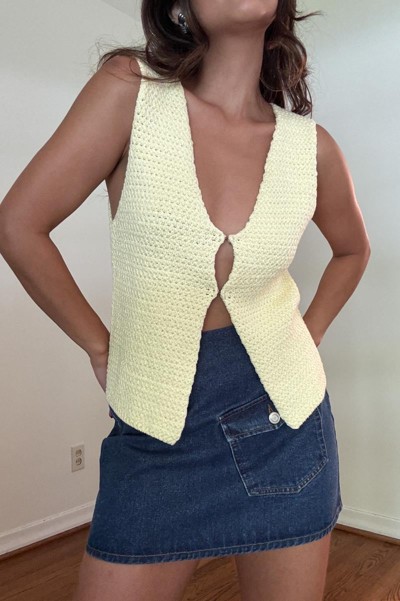 knitted front closure vest style top