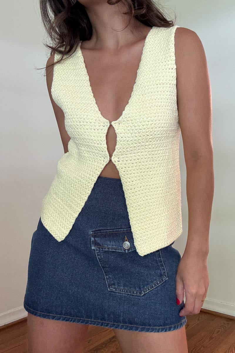 knitted front closure vest style top