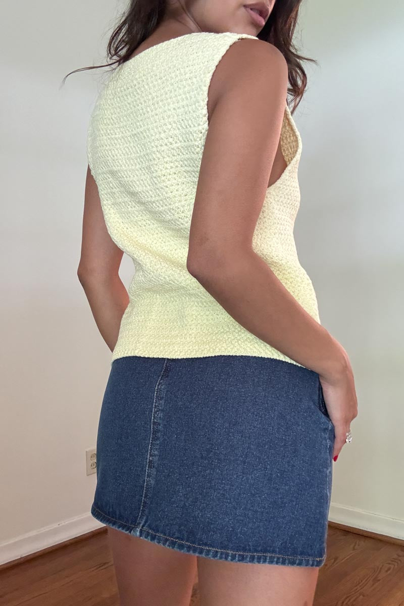 knitted front closure vest style top