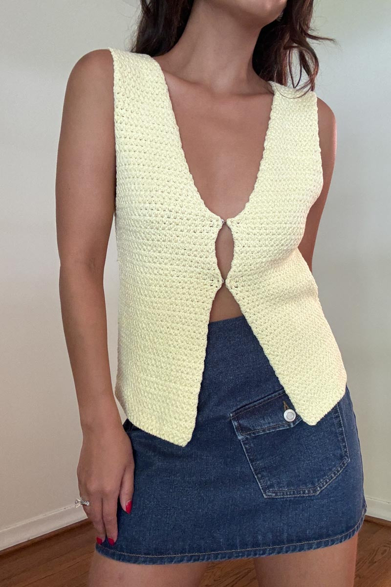 knitted front closure vest style top