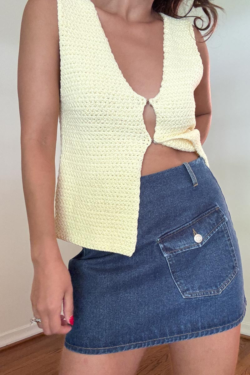 knitted front closure vest style top