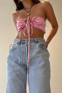 Velvet Print Halter Neck Bandeau