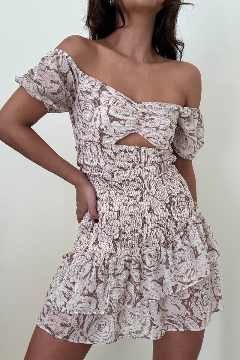 Off Shoulder Chiffon Mini Dress