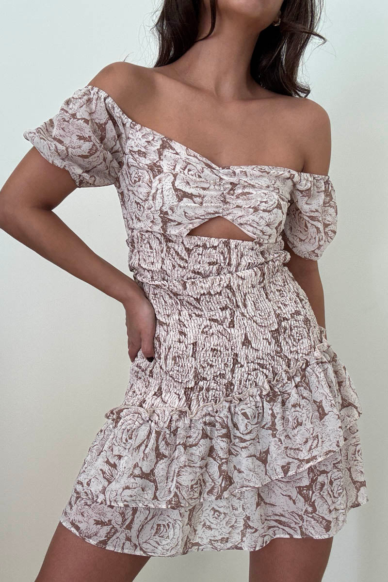 Off Shoulder Chiffon Mini Dress