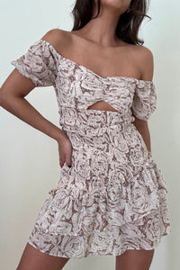 Off Shoulder Chiffon Mini Dress