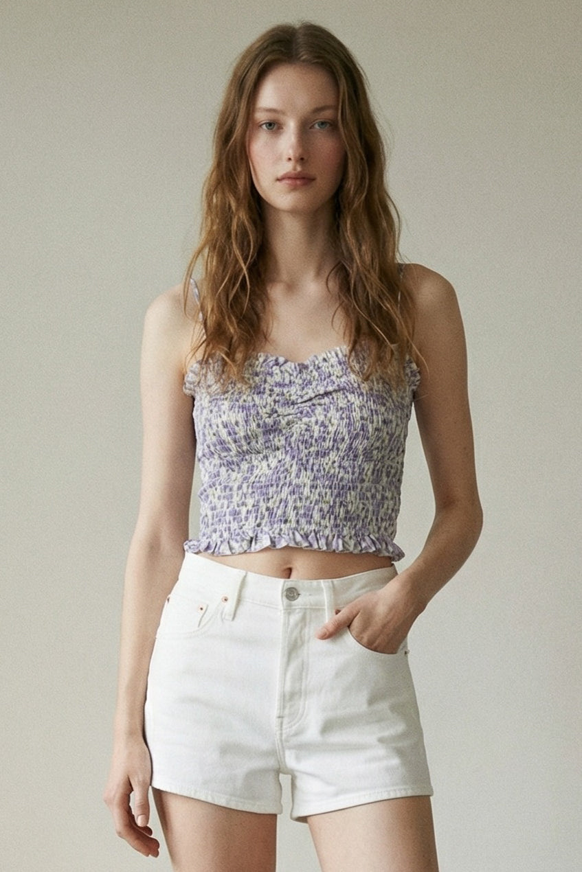 Floral Smocked Sweetheart Cami Top