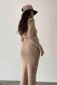 Ribbed Wrap Midi Dress - TheOures