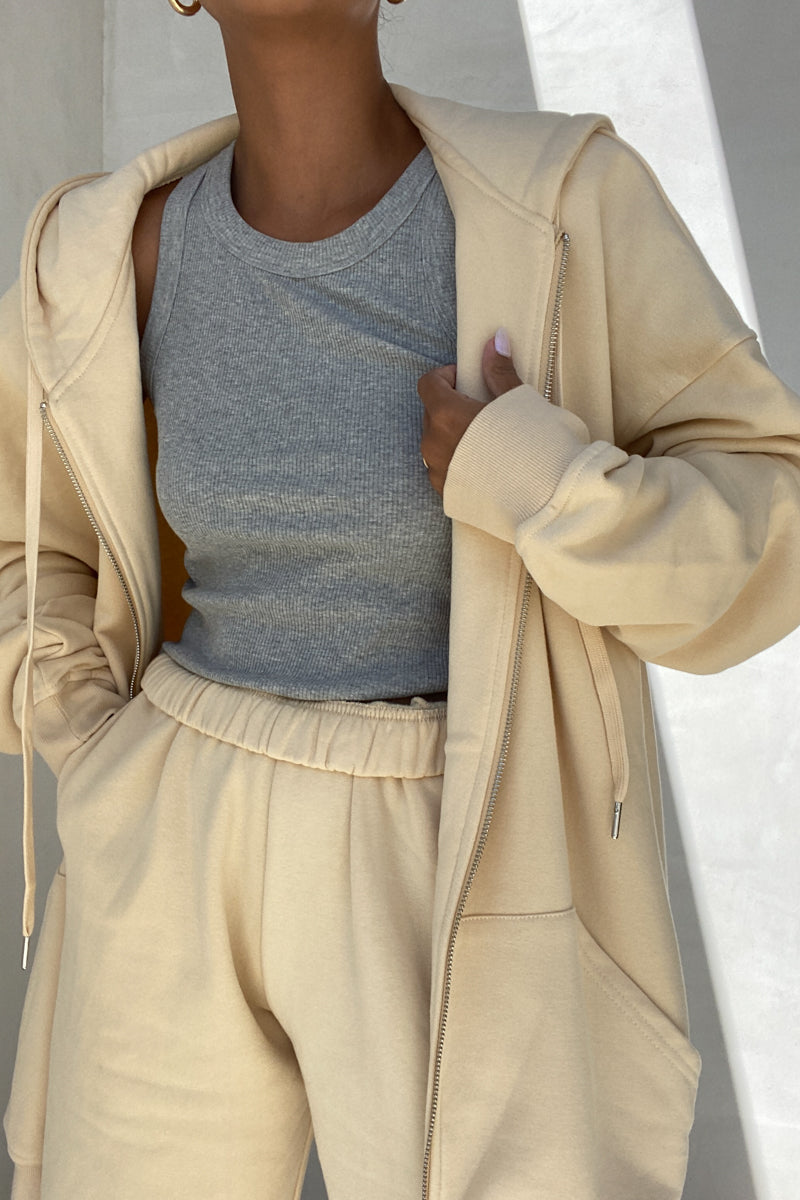Oversized Shoulder Padded Zip Up Hoodie