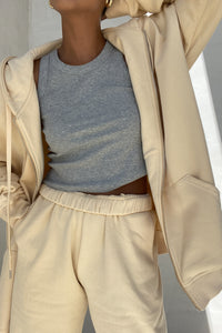 Oversized Shoulder Padded Zip Up Hoodie