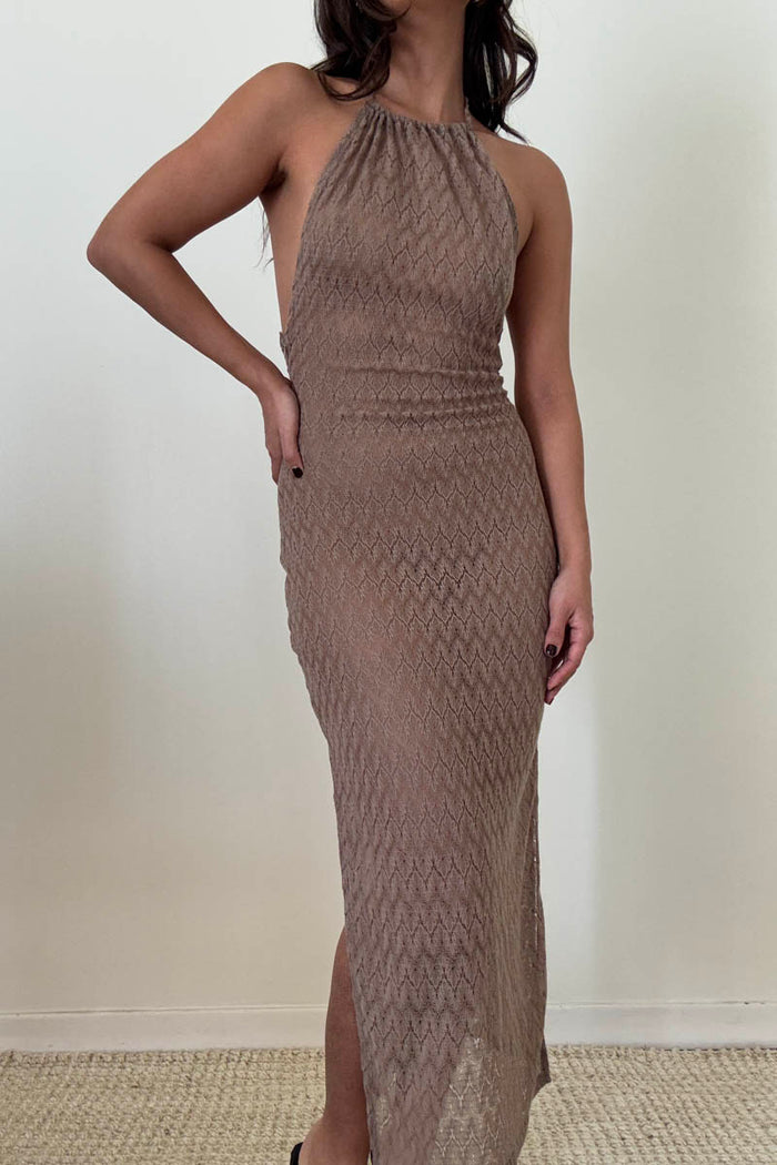 Halter Knit Maxi Dress