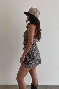 Bias Cut Paisley Print Mini Dress