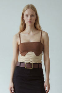 Square Neck Multicolor Knit Tube Top
