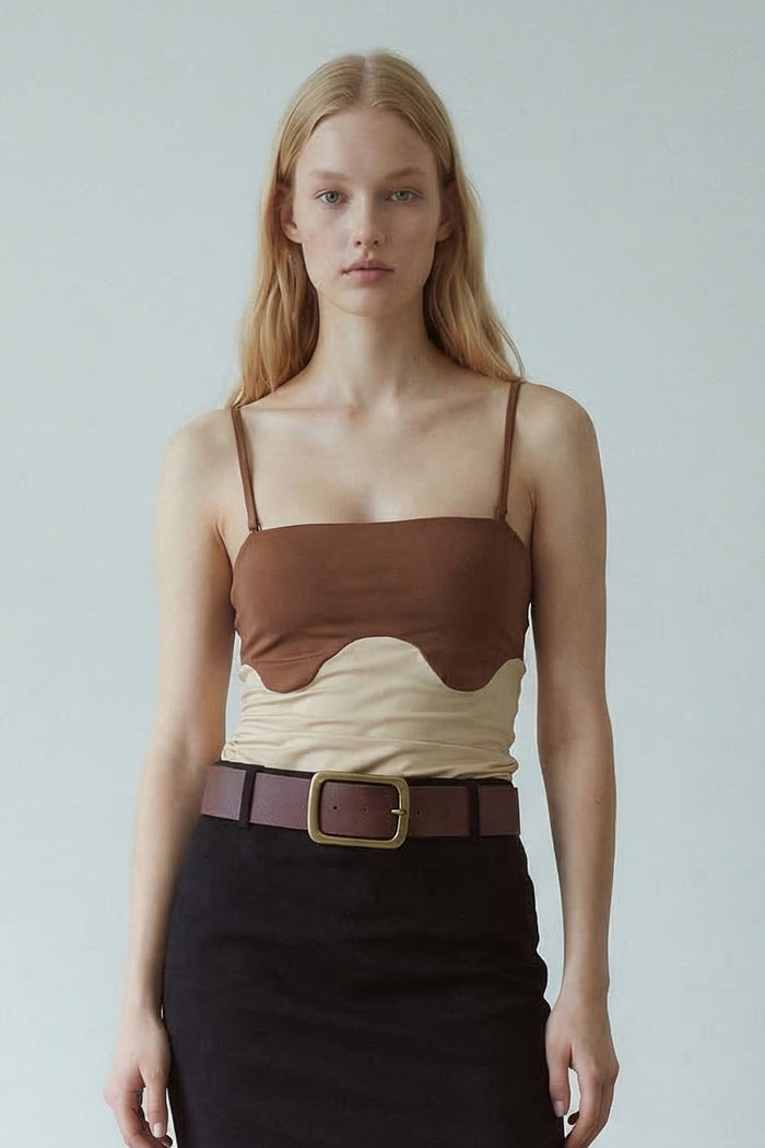 Square Neck Multicolor Knit Tube Top
