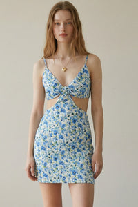 Floral Cutout Mini Dress Adjustable Straps