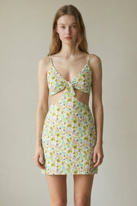 Floral Cutout Mini Dress Adjustable Straps