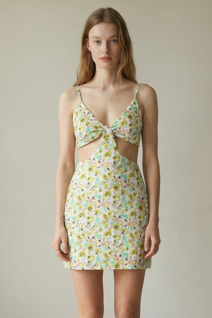 Floral Cutout Mini Dress Adjustable Straps
