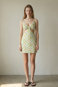 Floral Cutout Mini Dress Adjustable Straps