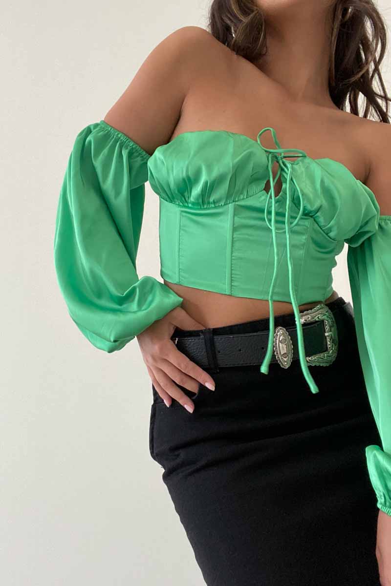 Puff Off Shoulder Corset Top