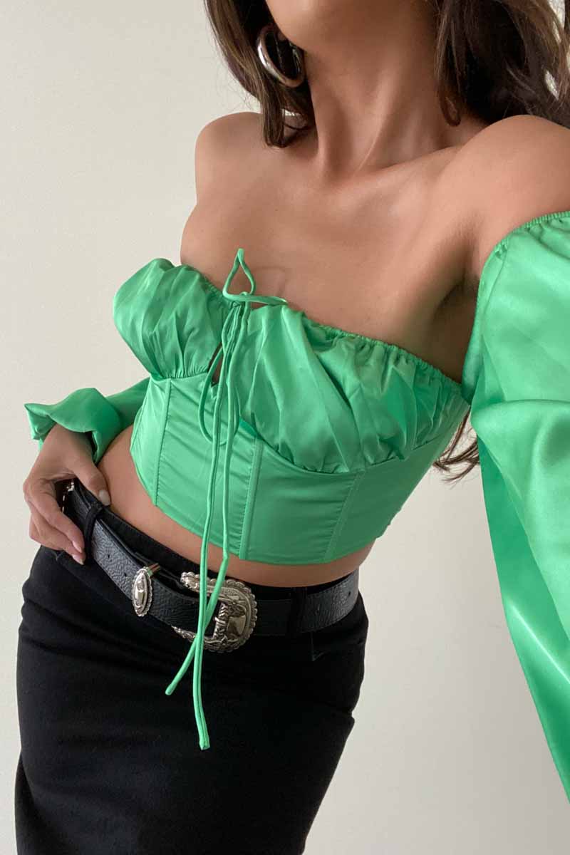 Puff Off Shoulder Corset Top