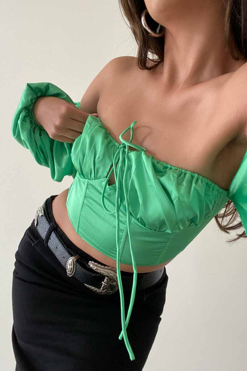 Puff Off Shoulder Corset Top