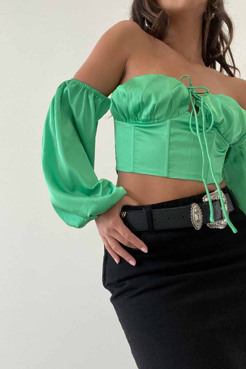 Puff Off Shoulder Corset Top