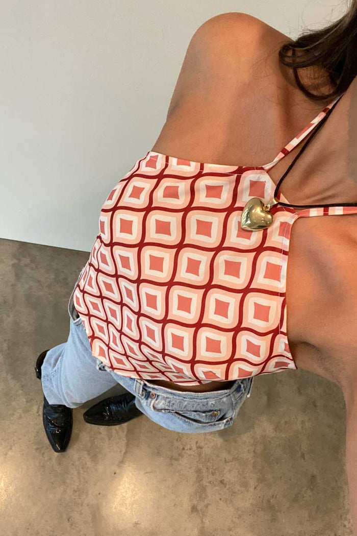 Printed Bandana Satin Halter Top