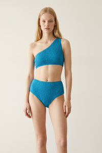 Crinkled One Shoulder Bikini Set