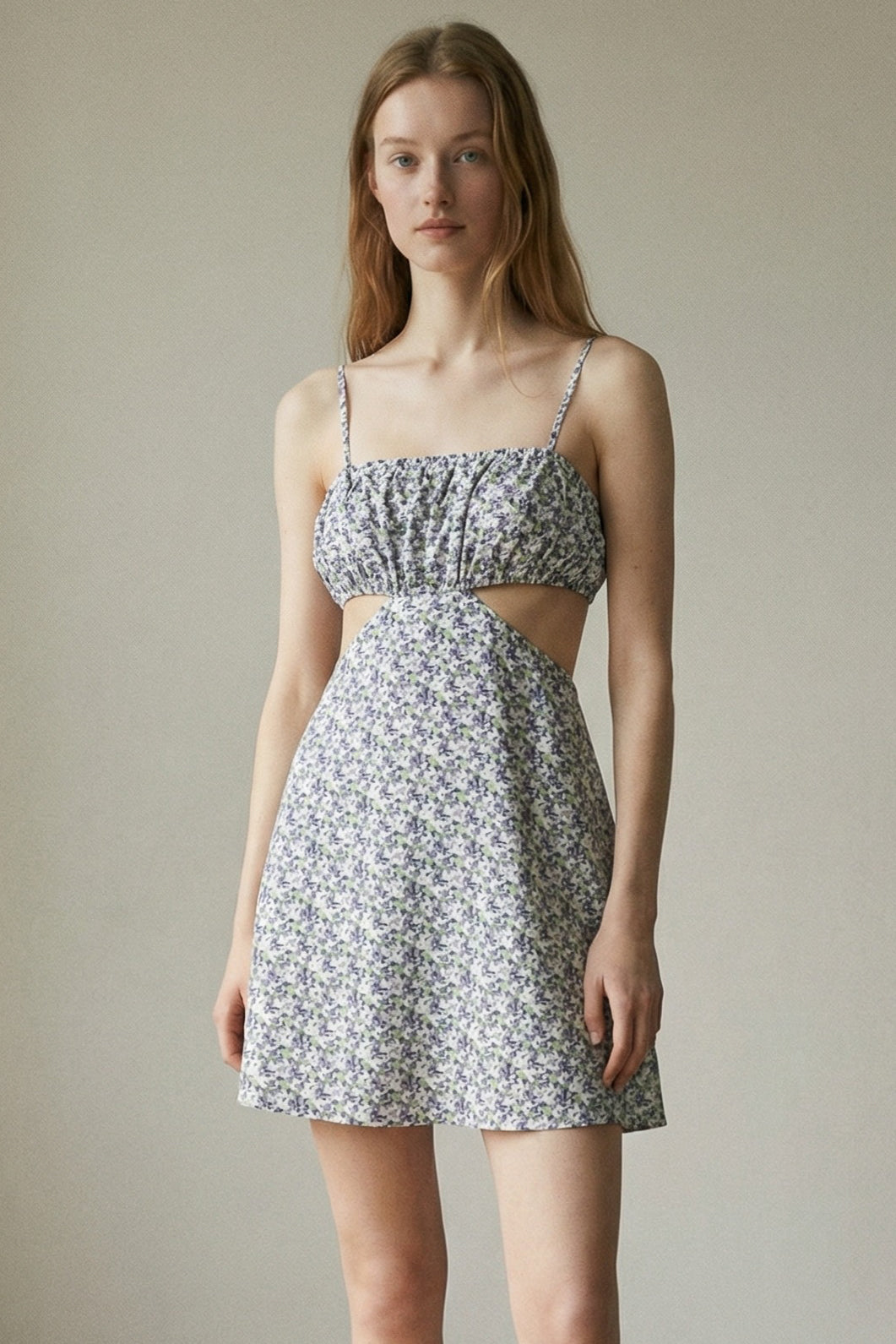 Floral Print Cutout Mini Dress