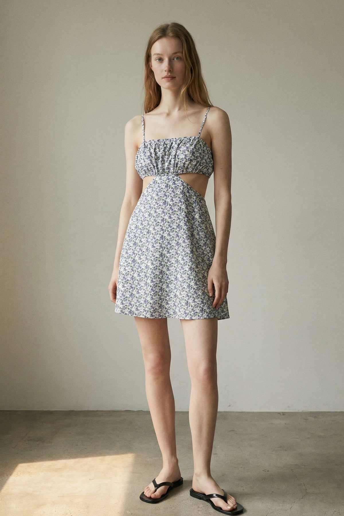 Floral Print Cutout Mini Dress