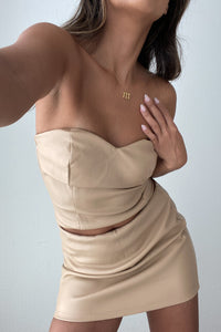 Sweetheart Neckline Leather Bustier with Back Zipper - TheOures