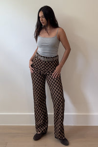 Checkerboard Corduroy Straight Leg Pants