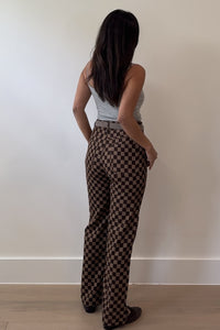 Checkerboard Corduroy Straight Leg Pants