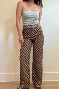 Checkerboard Corduroy Straight Leg Pants