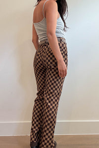 Checkerboard Corduroy Straight Leg Pants