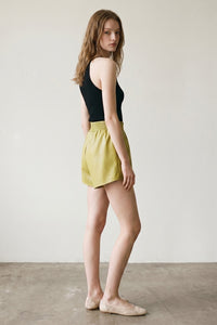 Faux Leather Elastic Waist Shorts