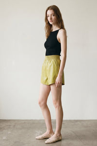Faux Leather Elastic Waist Shorts