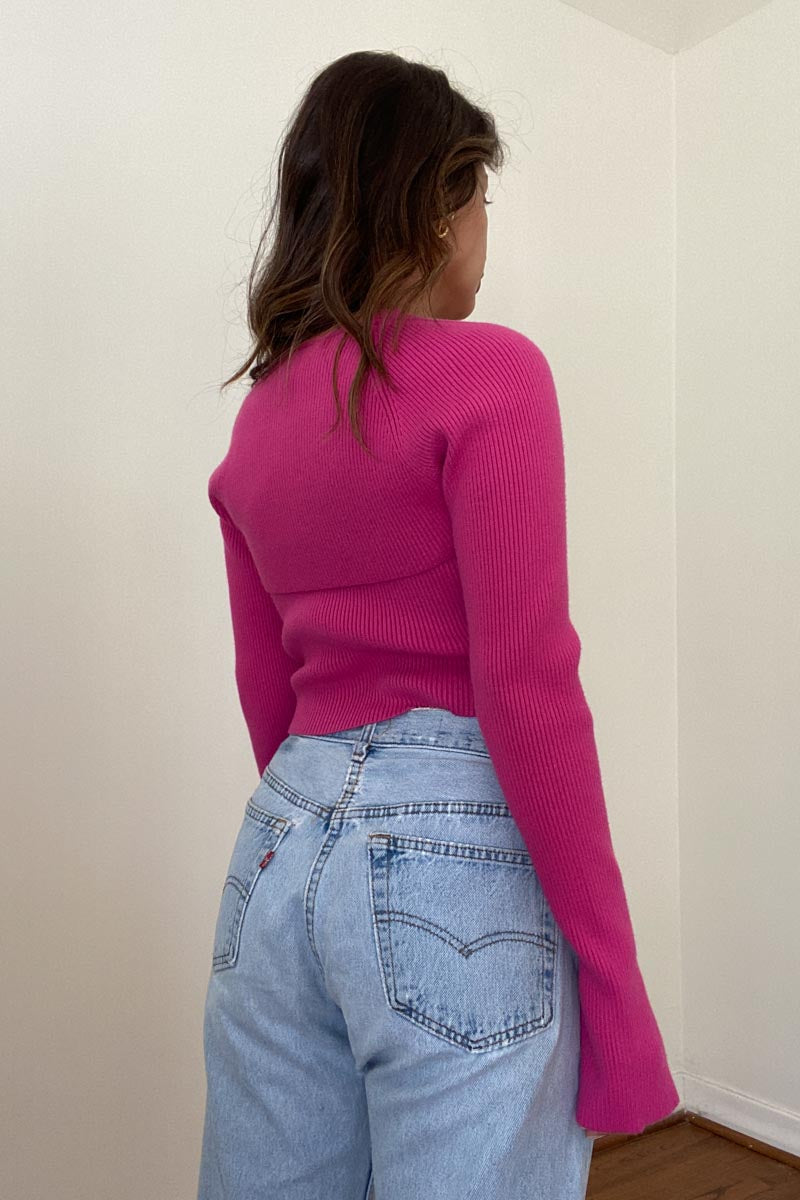 One Shoulder Bolero Long Sleeve Knit Top