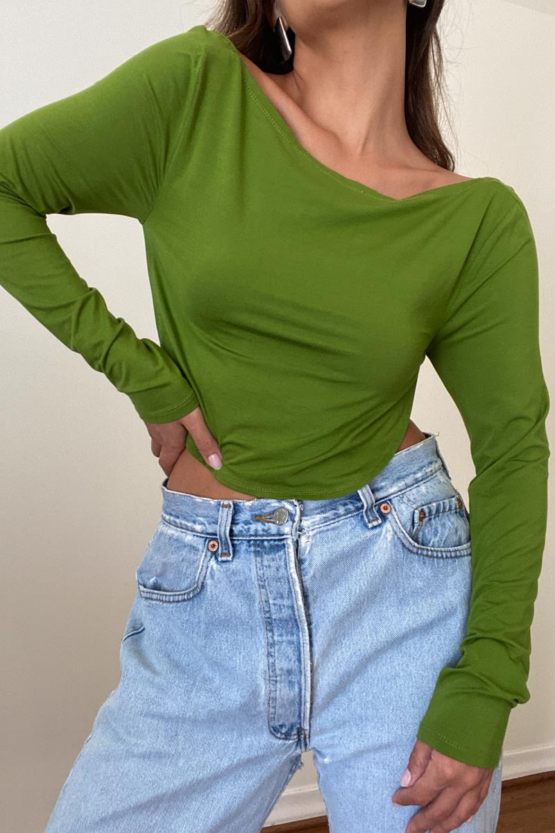 Tie Back Backless Long Sleeve Crop Top