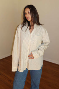 Oversized Pin Stripe Button Up Shirts