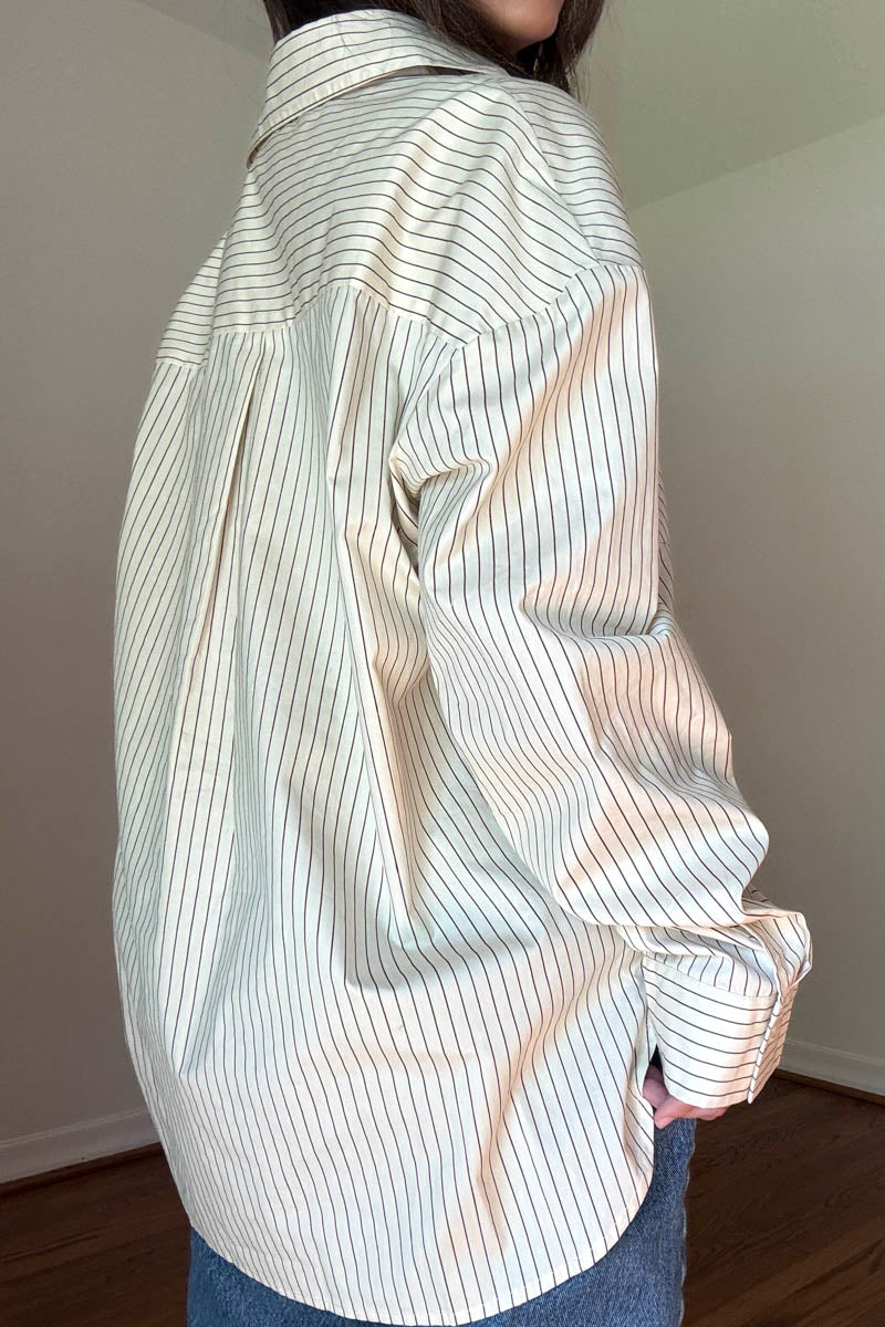 Oversized Pin Stripe Button Up Shirts