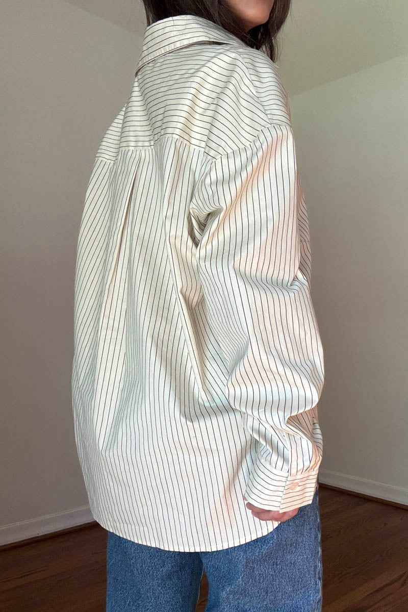 Oversized Pin Stripe Button Up Shirts