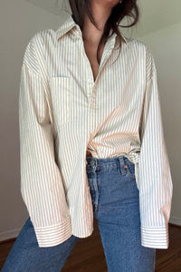 Oversized Pin Stripe Button Up Shirts