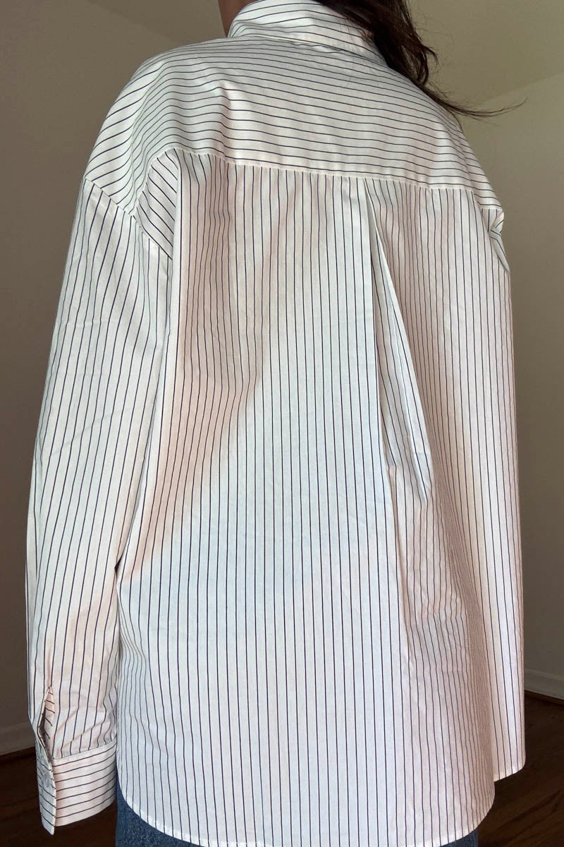 Oversized Pin Stripe Button Up Shirts