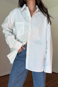 Oversized Pin Stripe Button Up Shirts