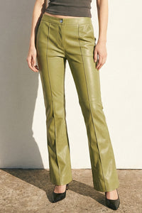 Contrast Stitch Boot Cut PU Pants