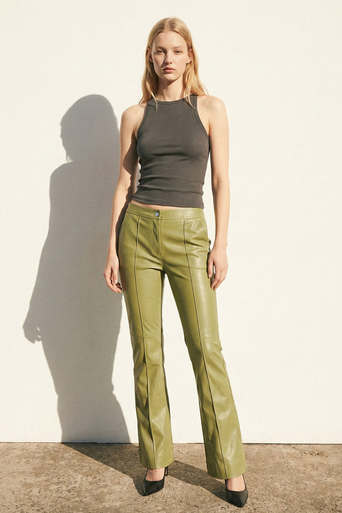 Contrast Stitch Boot Cut PU Pants