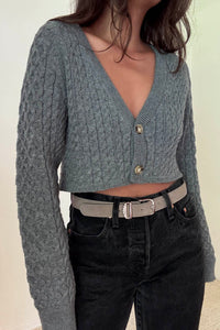 Cropped Knit Button Up Cardigan